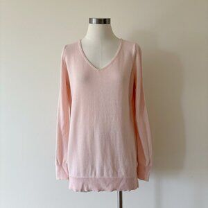 Ann Taylor wool sweater v neck pink pullover